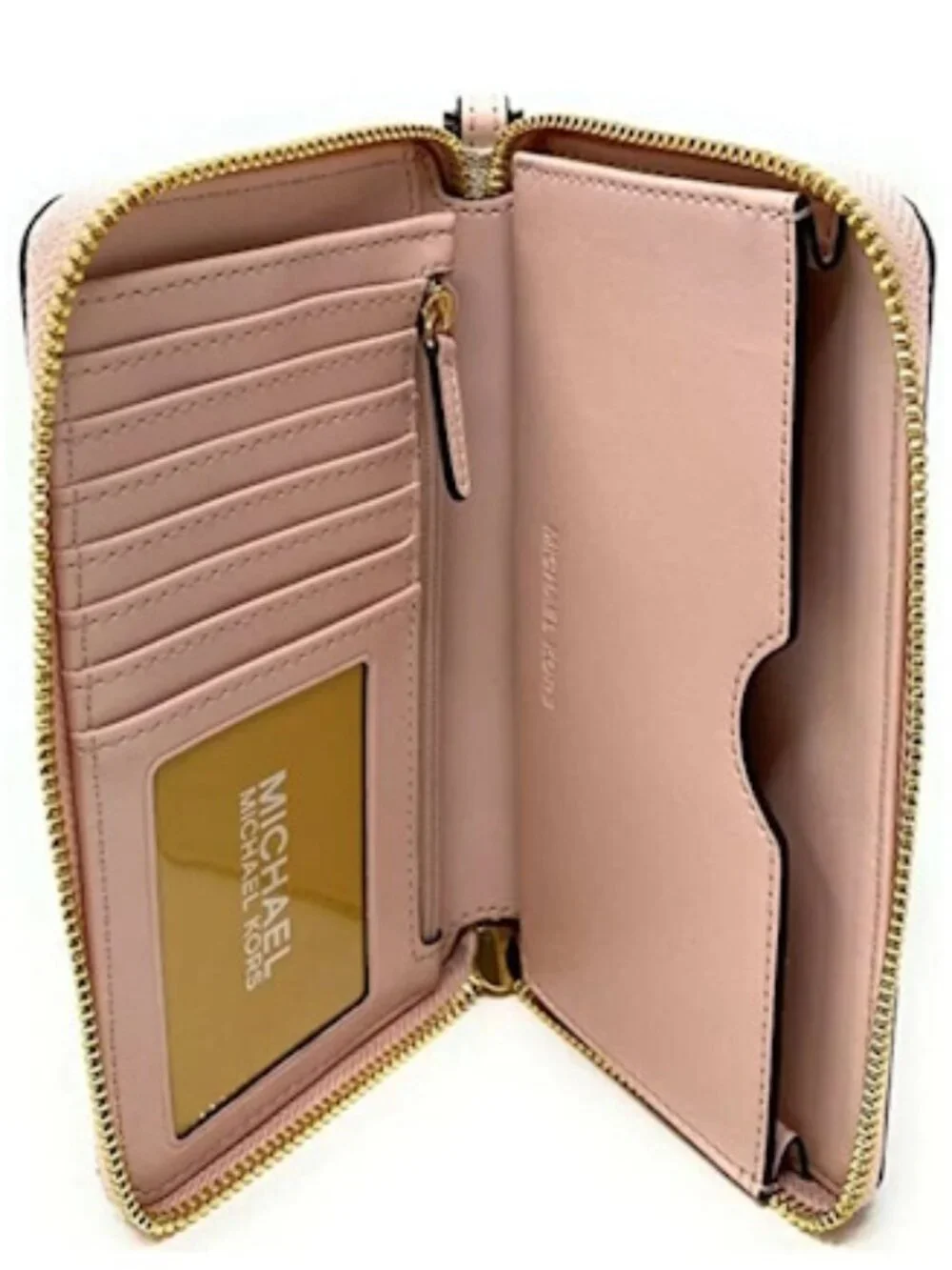 NWT Michael Kors Jet Set Signature Logo Smartphone Wristlet – Powder Blush Multi